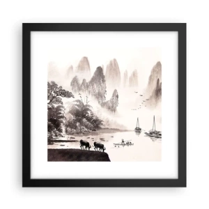 Póster en marco negro - La exótica vida cotidiana de Oriente - 30x30 cm