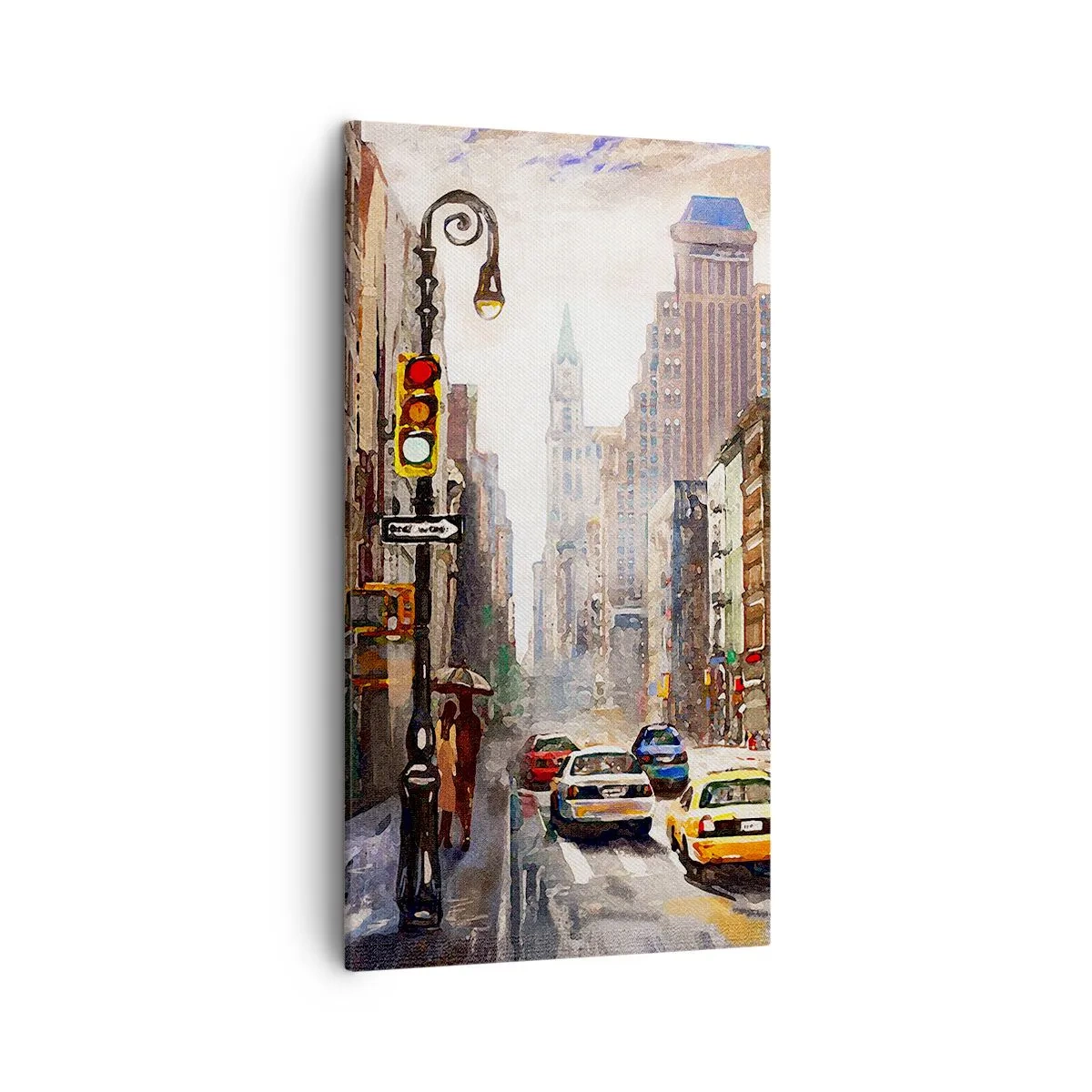 Cuadro sobre lienzo - Impresión de Imagen - Nueva York - también colorida bajo la lluvia - 45x80 cm