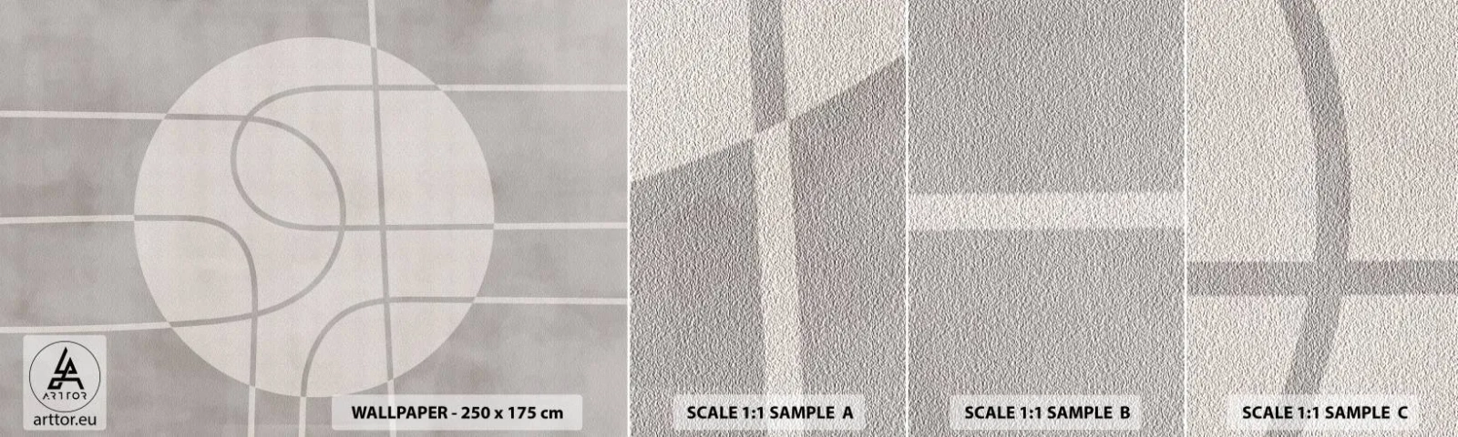 Muestra De Fotomural Standard Eco - Circular y rectilíneo - Brillante, minimalista, Rueda - 100x30 cm