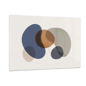 Cuadro sobre vidrio - Impresiones sobre Vidrio - Manchas abstractas coloridas en tonos azul marino y marrón. - 120x80cm - Gotas de color - Decoración de pared moderna para salón y dormitorio ARTTOR