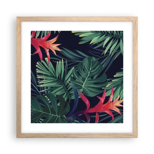 Póster en marco roble claro - Encender el color verde - 40x40 cm