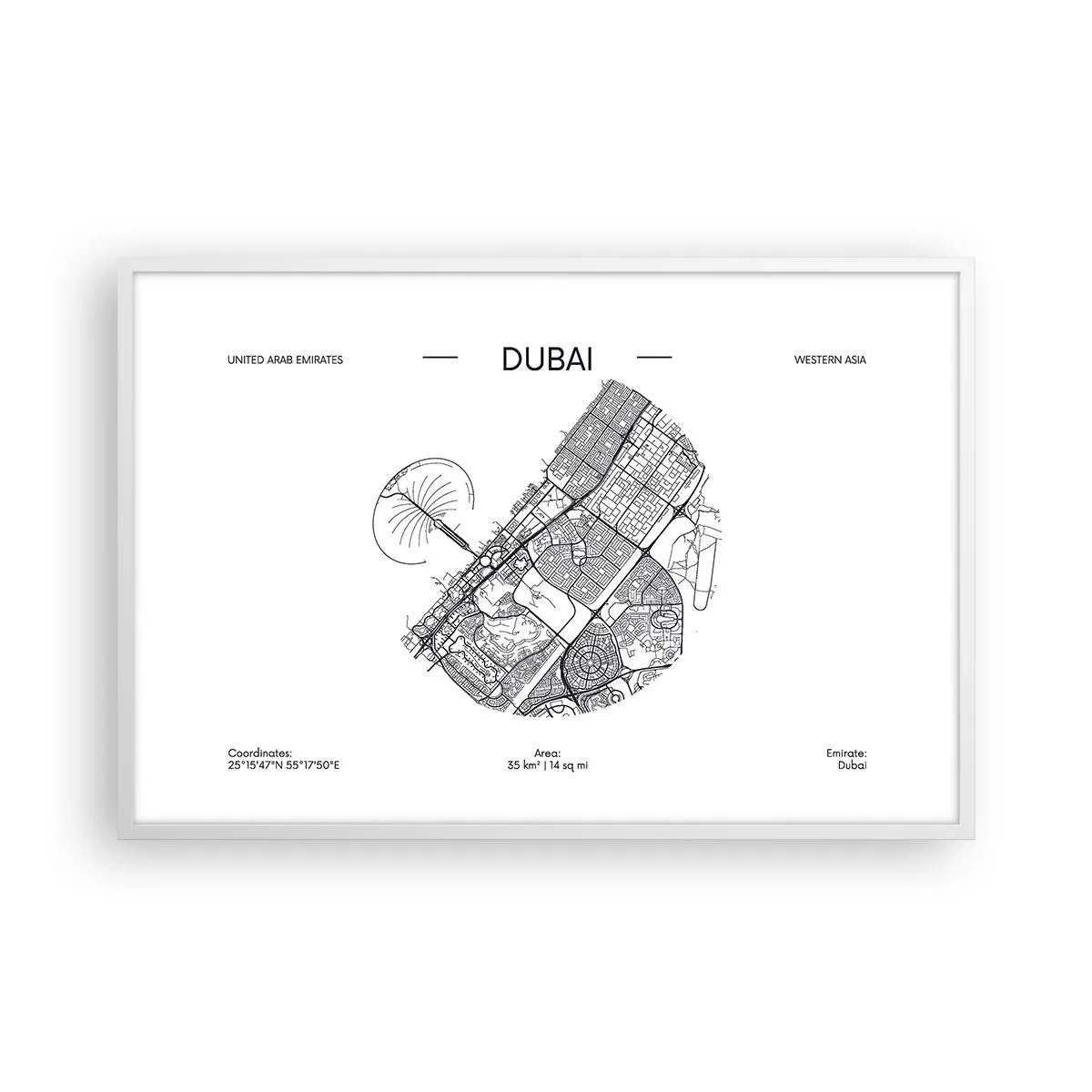 Póster en marco blanco - Anatomía de Dubái - 91x61 cm