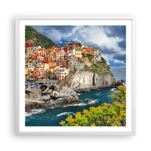Póster en marco blanco - En el acantilado - 60x60 cm
