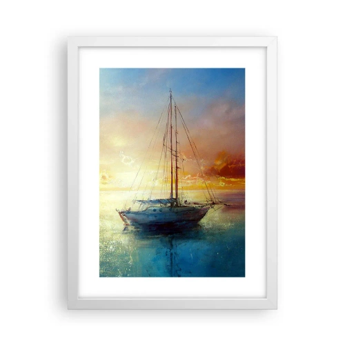 Póster en marco blanco - En una bahía dorada - 30x40 cm