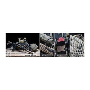 Muestra de fotomural Premium Canvas - ¡Descansen! - Militar, Rifle, Arma - 100x30 cm