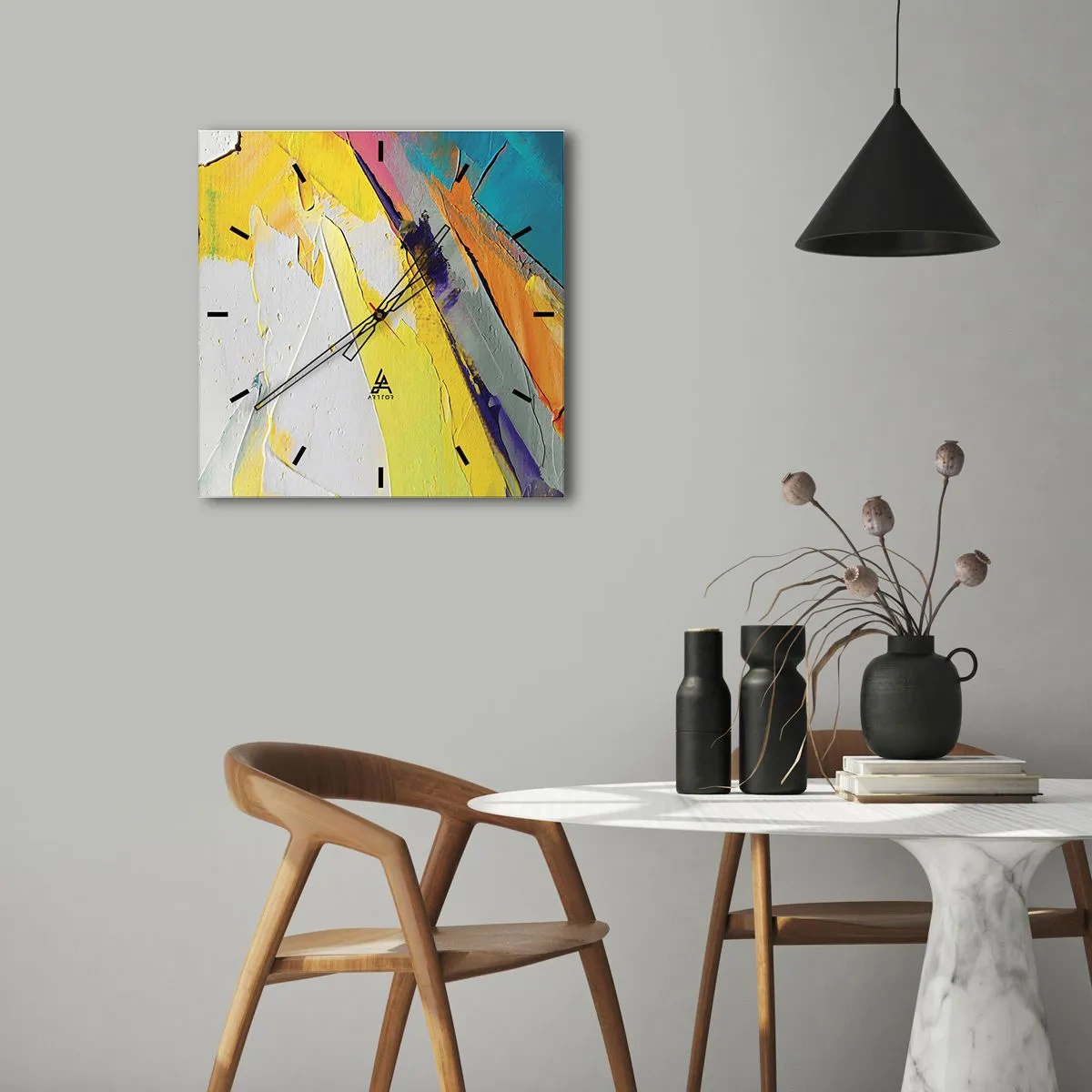 Reloj de pared - Reloj de vidrio - Anatomía de la luz - 40x40 cm