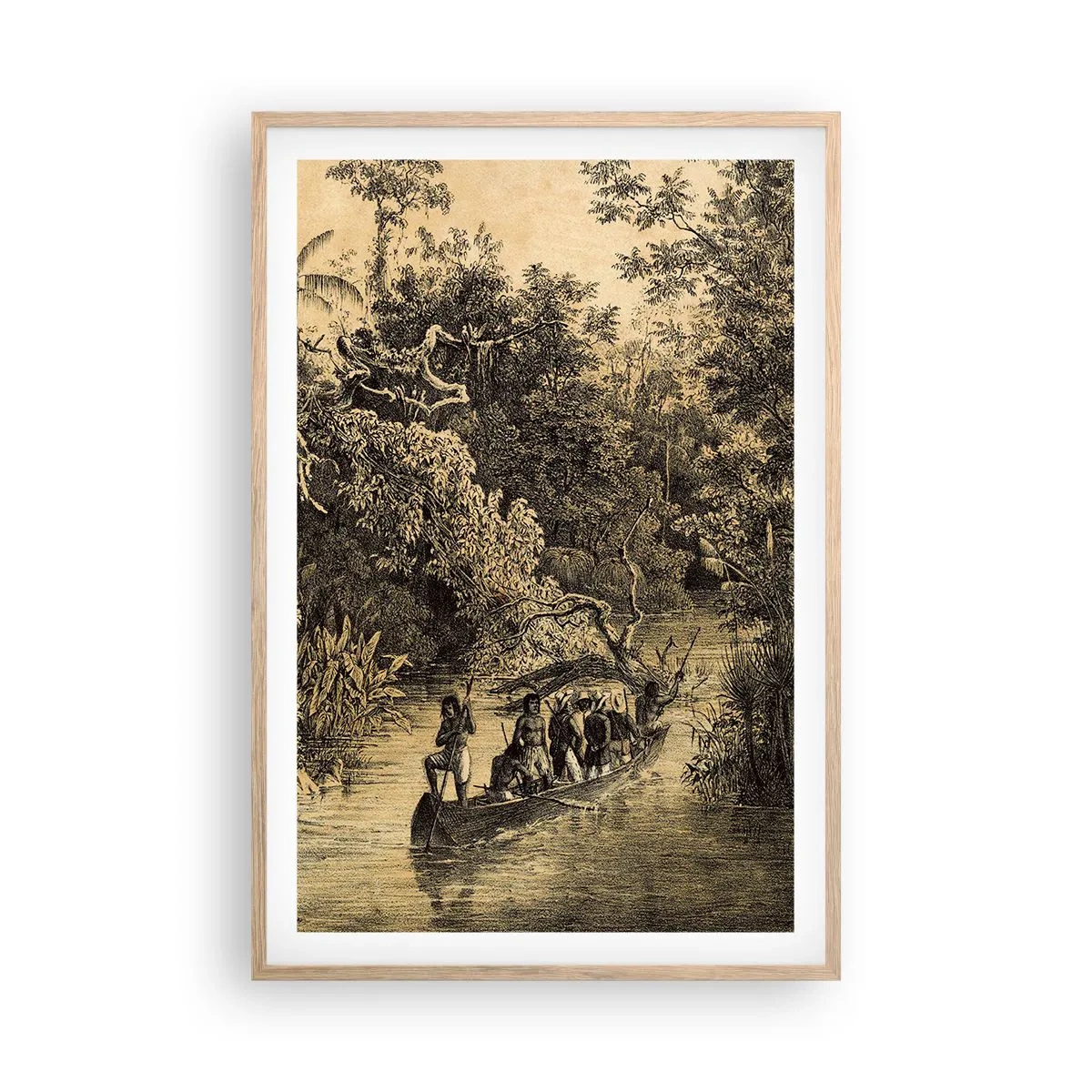 Póster en marco roble claro - Expedición a la fuente - 61x91 cm