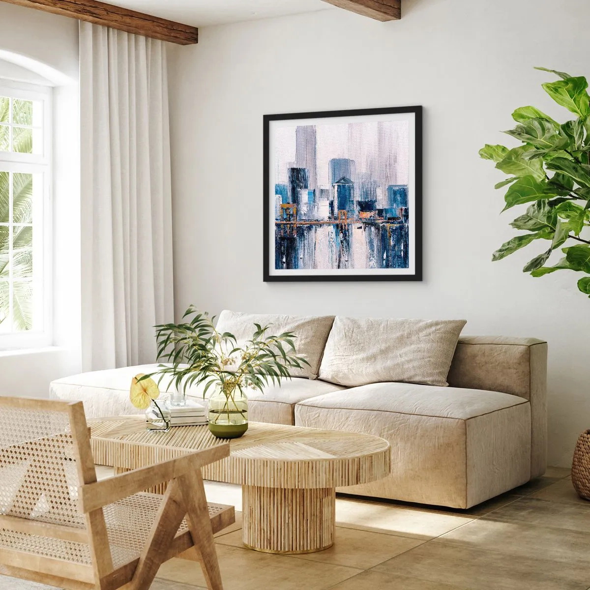 Póster en marco negro - Impresión neoyorquina - 40x40 cm