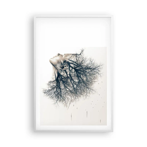 Póster en marco blanco - Escuchando el susurro de un árbol - 61x91 cm