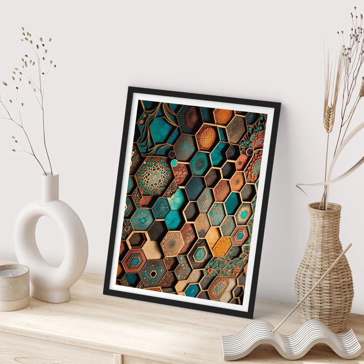Póster en marco negro - Ornamentos árabes - 70x100 cm
