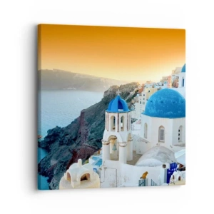 Cuadro sobre lienzo - Impresión de Imagen - Santorini - el abrazo a las rocas - 30x30 cm
