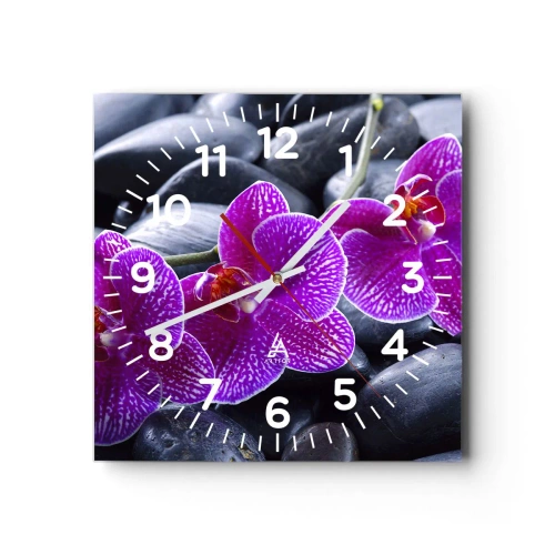 Reloj de pared - Reloj de vidrio - Las piedras brillan con deleite - 40x40 cm