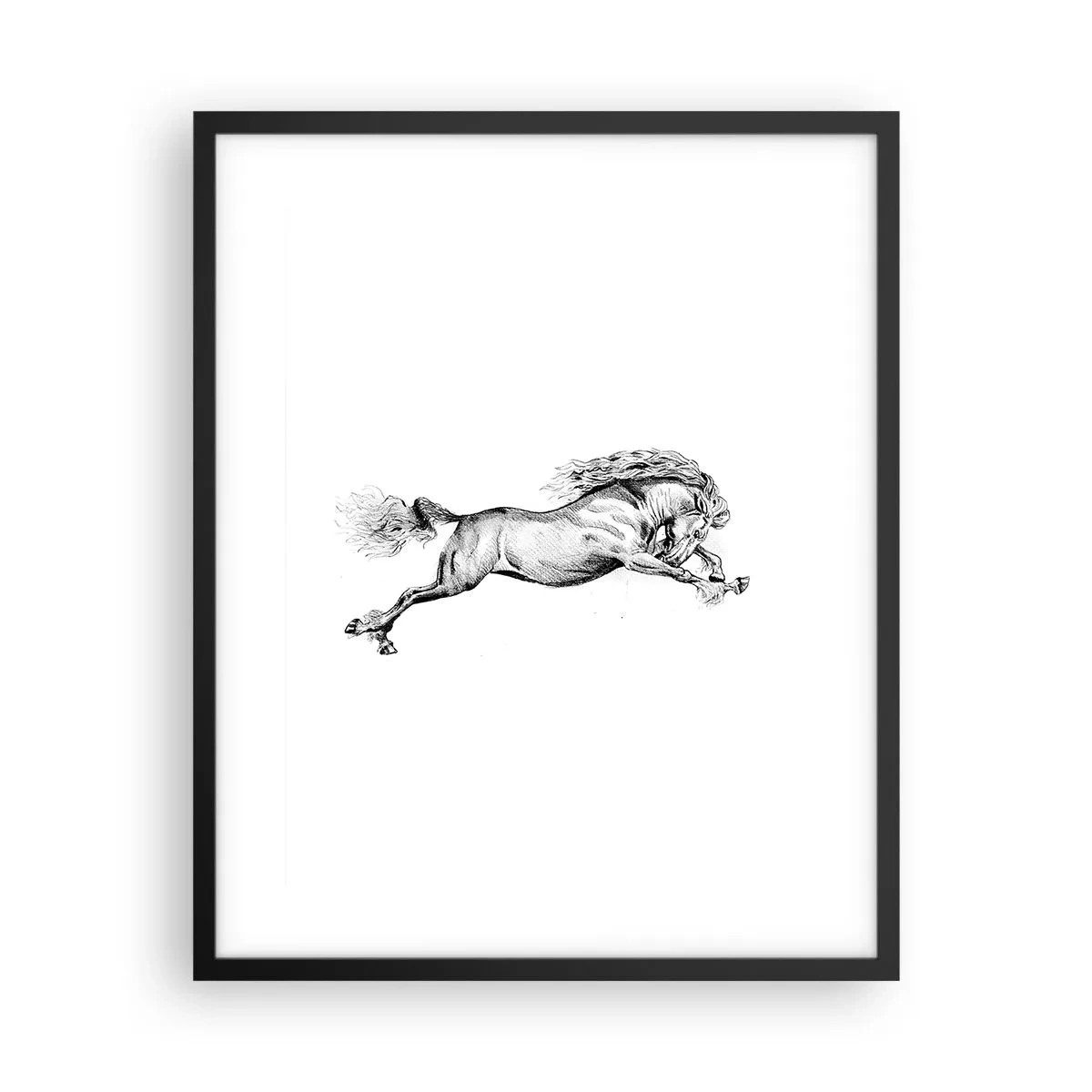 Póster en marco negro - Captura al galope - 40x50 cm