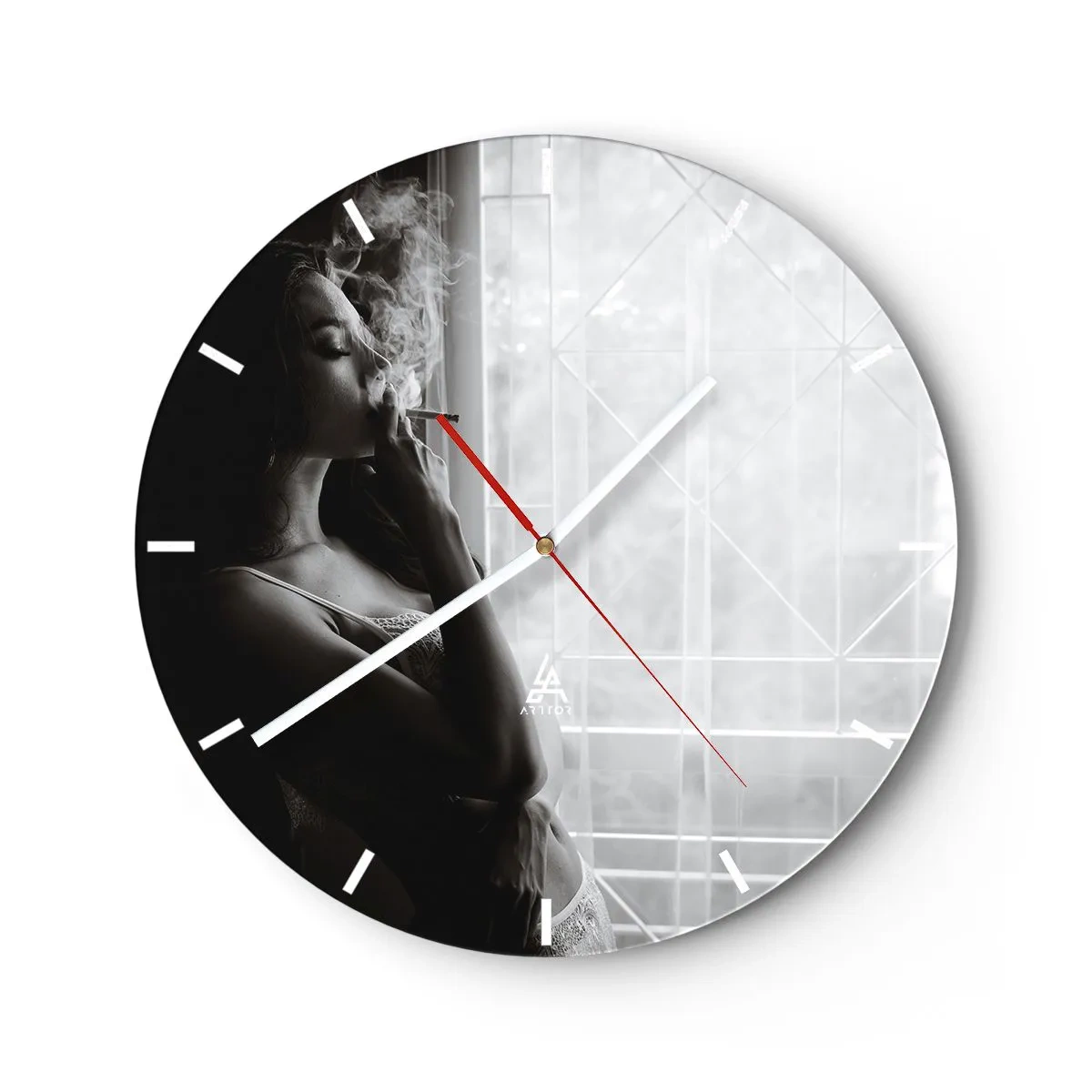Reloj de pared - Reloj de vidrio - Un momento sensual - 40x40 cm
