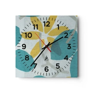 Reloj de pared - Reloj de vidrio - Entre hojas azules - 40x40 cm