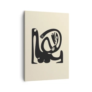 Cuadro sobre lienzo - Impresión de Imagen - Una figura abstracta en negro sobre un fondo beige. - 50x70cm - Casi Picasso - Decoración de pared moderna para salón y dormitorio ARTTOR