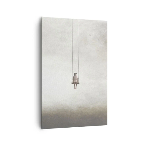 Cuadro sobre lienzo - Impresión de Imagen - Una figura en un columpio suspendida en el espacio. - 80x120cm - El niño que llevamos dentro - Decoración de pared moderna para salón y dormitorio ARTTOR