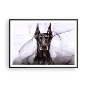 Póster en marco negro - Retrato abstracto de un perro en un enfoque artístico - 100x70cm - Nacido noble - Decoración de pared moderna para salón y dormitorio ARTTOR