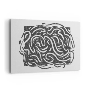 Cuadro sobre lienzo - Impresión de Imagen - Abstracción en blanco y negro en estilo geométrico. - 120x80cm - Abstracción: una danza de alegría - Decoración de pared moderna para salón y dormitorio ARTTOR