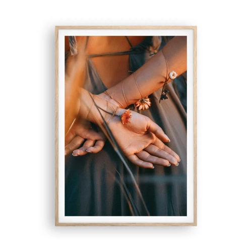 Póster en marco roble claro - Conectada con la naturaleza - 70x100 cm