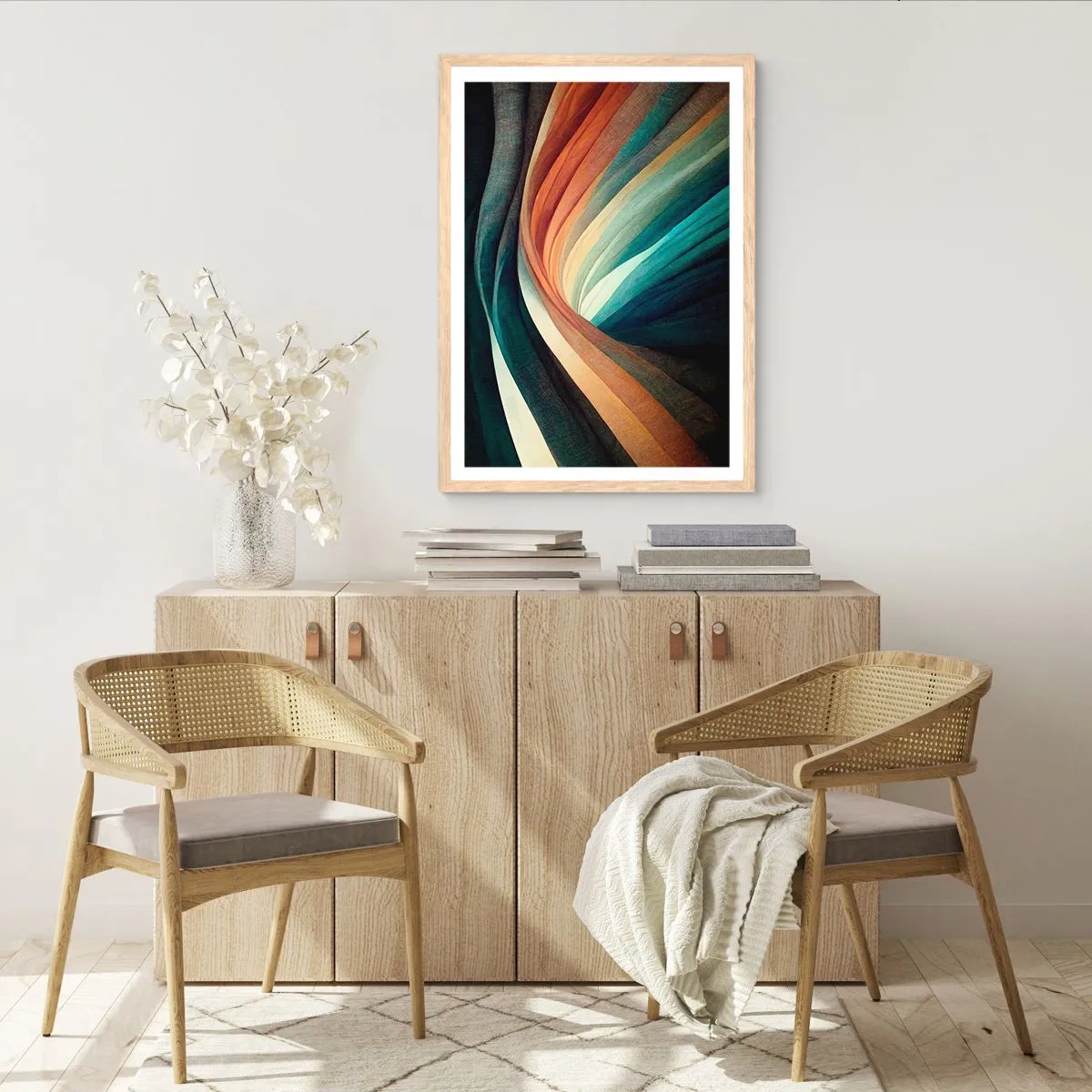 Póster en marco roble claro - Tejido de colores - 70x100 cm