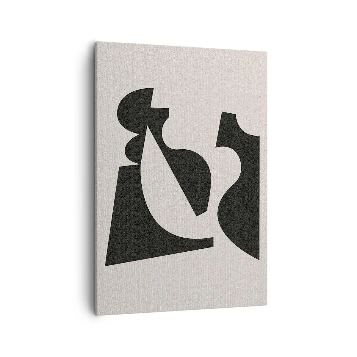 Cuadro sobre lienzo - Impresión de Imagen - Composición geométrica abstracta en blanco y negro - 50x70cm - Para automontaje - Decoración de pared moderna para salón y dormitorio ARTTOR