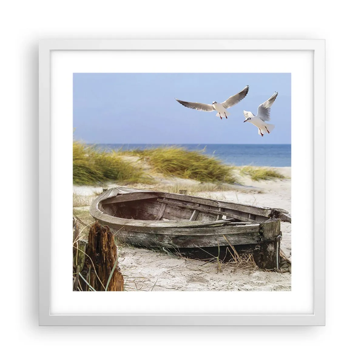 Póster en marco blanco - Bañada por el viento - 40x40 cm