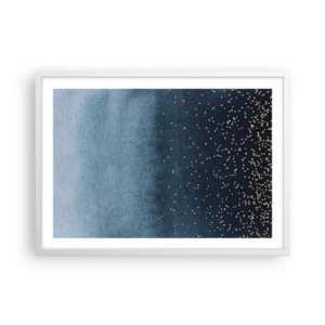 Póster en marco blanco - Composición - fases azules - 70x50 cm