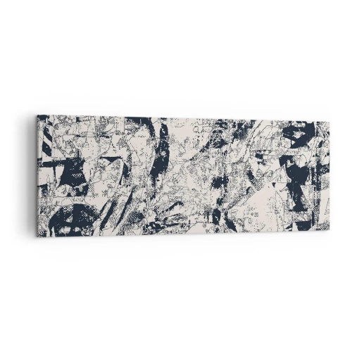 Cuadro sobre lienzo - Impresión de Imagen - Composición abstracta en blanco y negro con un diseño dinámico. - 140x50cm - La interpenetración de los opuestos - Decoración de pared moderna para salón y dormitorio ARTTOR