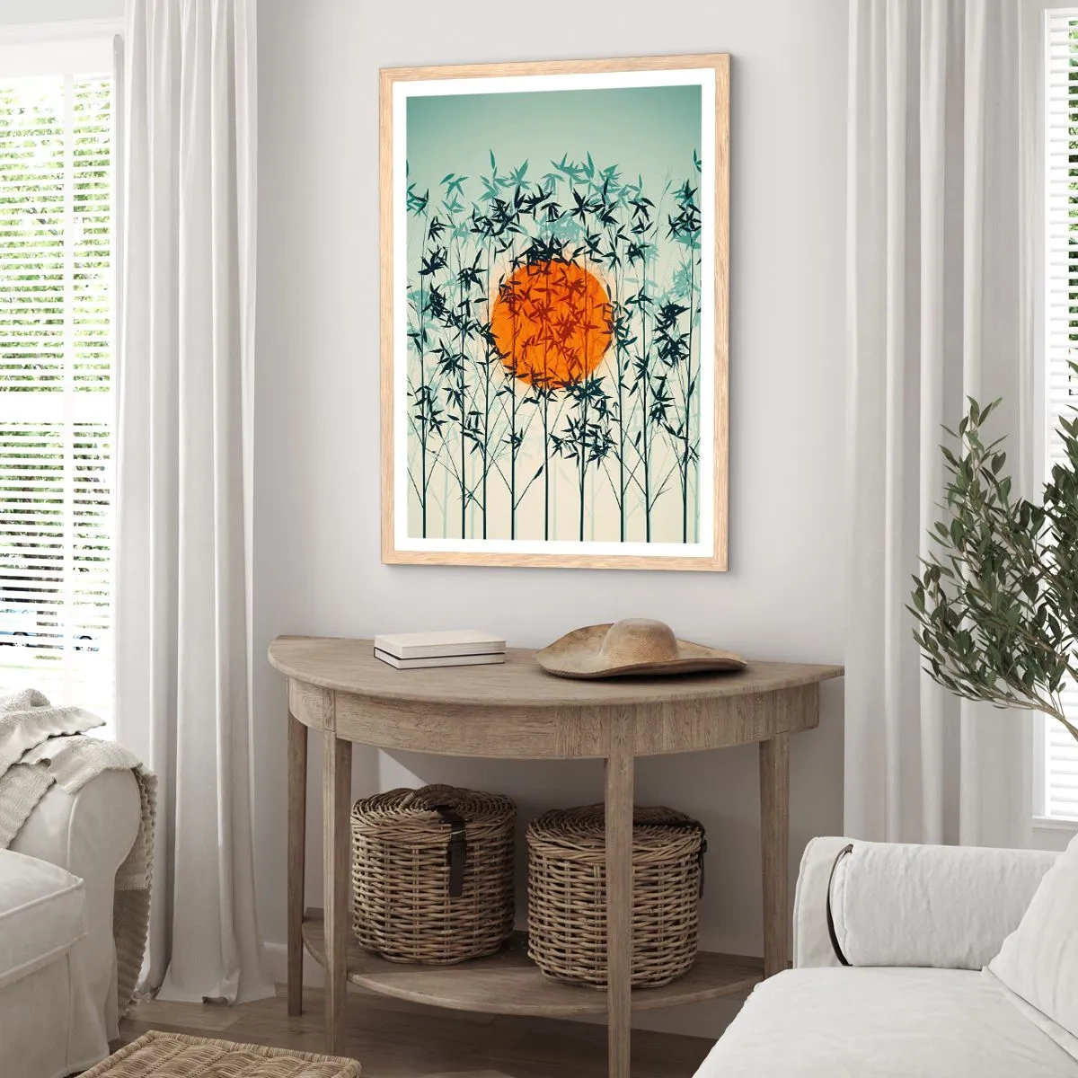 Póster en marco roble claro - El sol de Japón - 50x70 cm