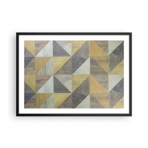 Póster en marco negro - Composición geométrica de triángulos en tonos tierra. - 70x50cm - El arte de los triángulos - Decoración de pared moderna para salón y dormitorio ARTTOR