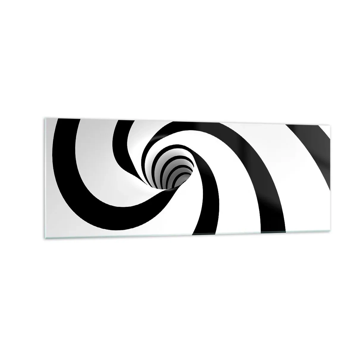 Cuadro sobre vidrio - Impresiones sobre Vidrio - Espiral abstracta en blanco y negro con efecto de remolino - 140x50cm - ¿Ceder al torbellino? - Decoración de pared moderna para salón y dormitorio ARTTOR