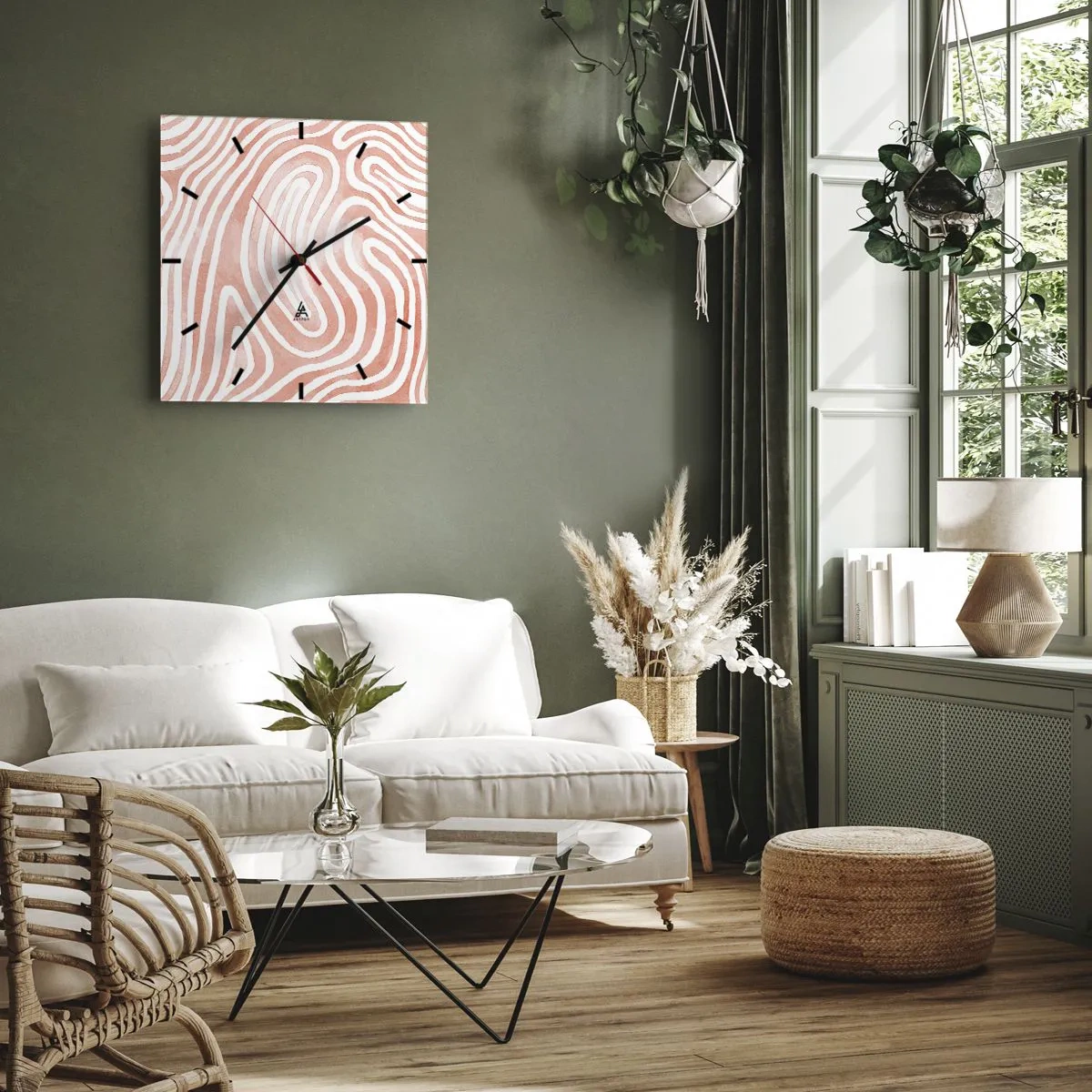 Reloj de pared - Reloj de vidrio - En un laberinto de coral - 30x30 cm