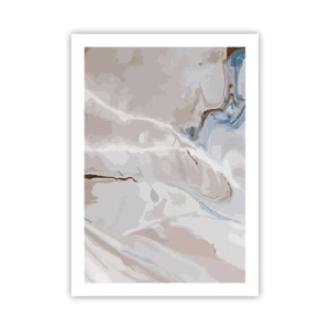 Póster - Patrón de mármol en delicados tonos beige y azul. - 50x70cm - El azul serpentea por el blanco - Decoración de pared moderna para salón y dormitorio ARTTOR
