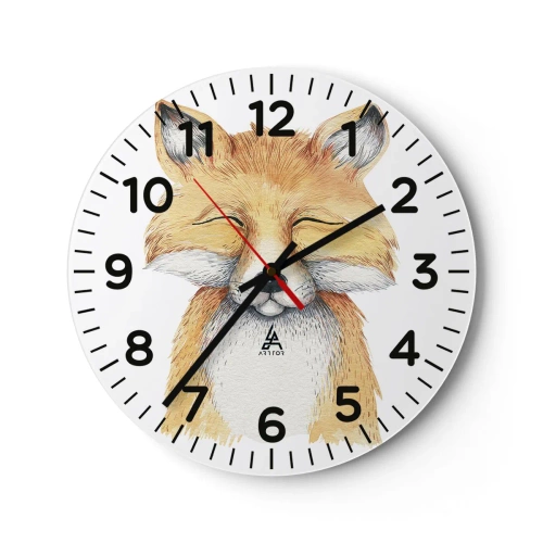 Reloj de pared - Reloj de vidrio - Humor de zorro - 30x30 cm