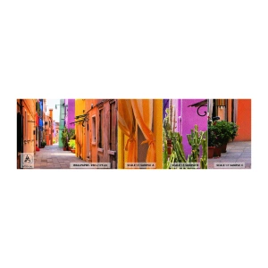 Muestra de fotomural Premium Sand - El callejón arco iris - Ciudad, Venecia, Arquitectura - 100x30 cm