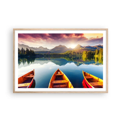 Póster en marco roble claro - Frente a la naturaleza - 91x61 cm