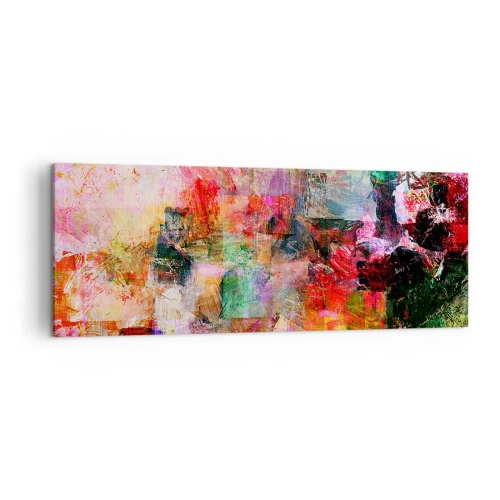 Cuadro sobre lienzo - Impresión de Imagen - Una composición abstracta con tonos dominantes de rosa y rojo. - 140x50cm - Un viaje a través del rosa - Decoración de pared moderna para salón y dormitorio ARTTOR