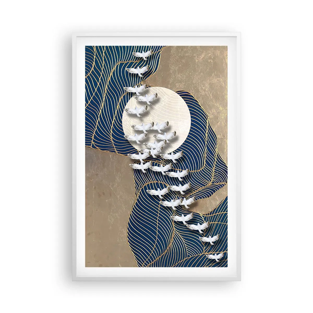 Póster en marco blanco - Libertad en bandada comunidad - 61x91 cm