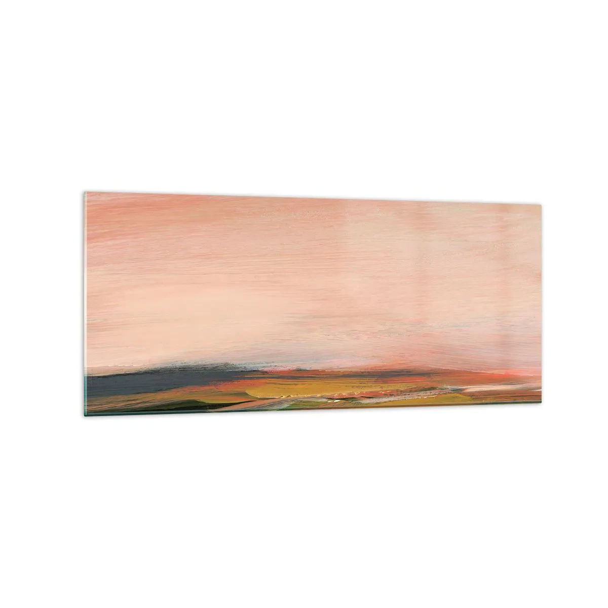 Cuadro sobre vidrio - Impresiones sobre Vidrio - Un paisaje en tonos rosa y dorado. - 120x50cm - En tono rosa - Decoración de pared moderna para salón y dormitorio ARTTOR