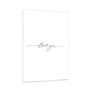 Cuadro sobre vidrio - Impresiones sobre Vidrio - Inscripción minimalista "Te amo" sobre fondo blanco. - 50x70cm - Negro sobre blanco - Decoración de pared moderna para salón y dormitorio ARTTOR