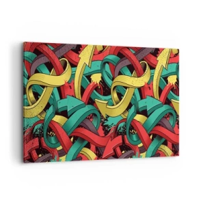 Cuadro sobre lienzo - Impresión de Imagen - Flechas abstractas en colores vibrantes que crean caos. - 120x80cm - ¿Qué camino tomar? - Decoración de pared moderna para salón y dormitorio ARTTOR