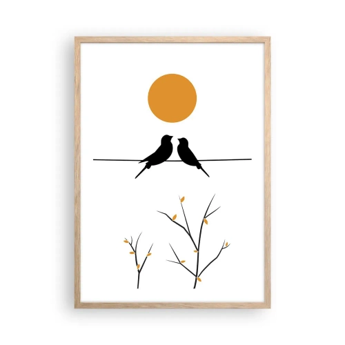 Póster en marco roble claro - Noche de ruiseñores - 50x70 cm
