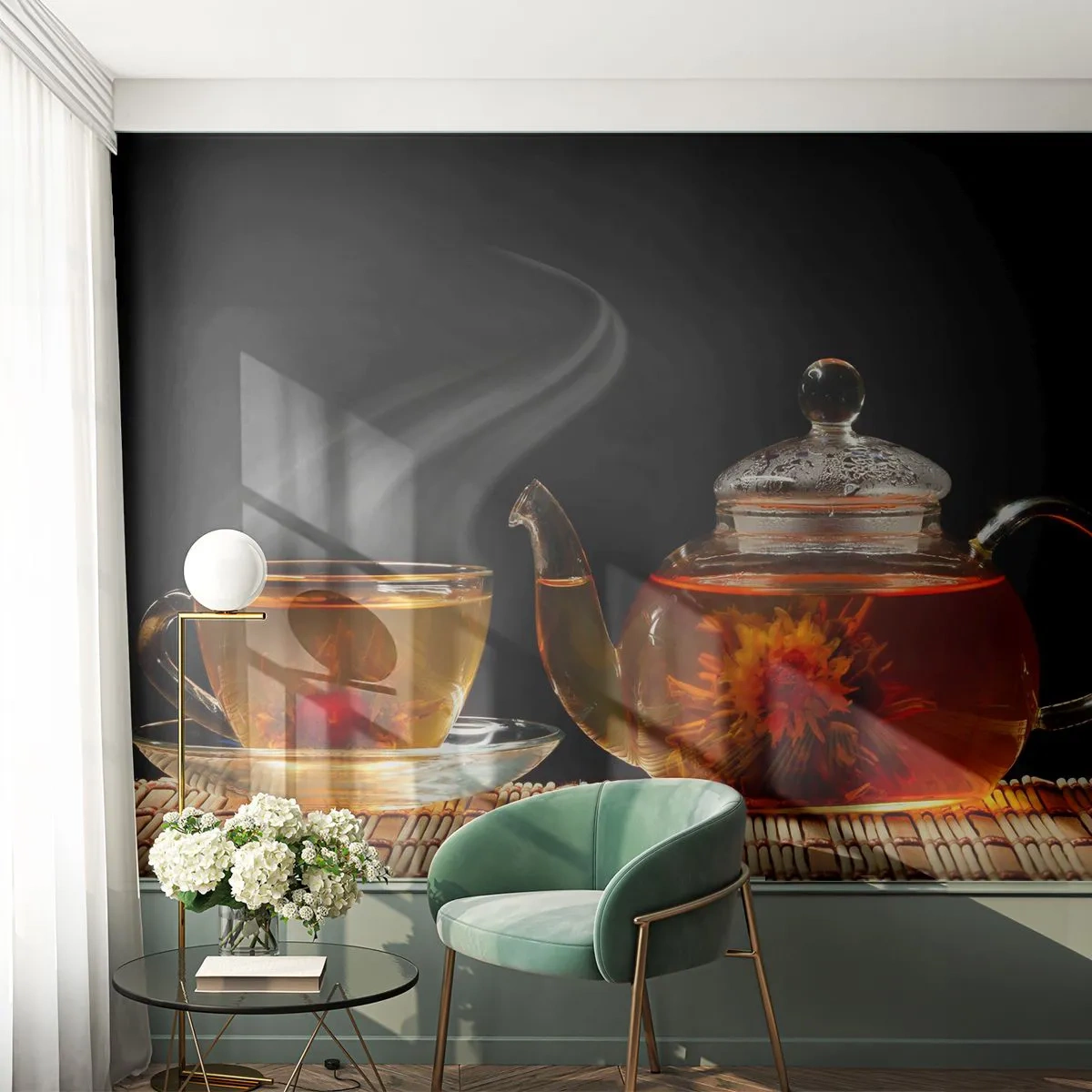 Fotomural Autadhesivo Deluxe Sticker - Magia y el arte del té - Té, Tetera, Taza para té - 150x105 cm