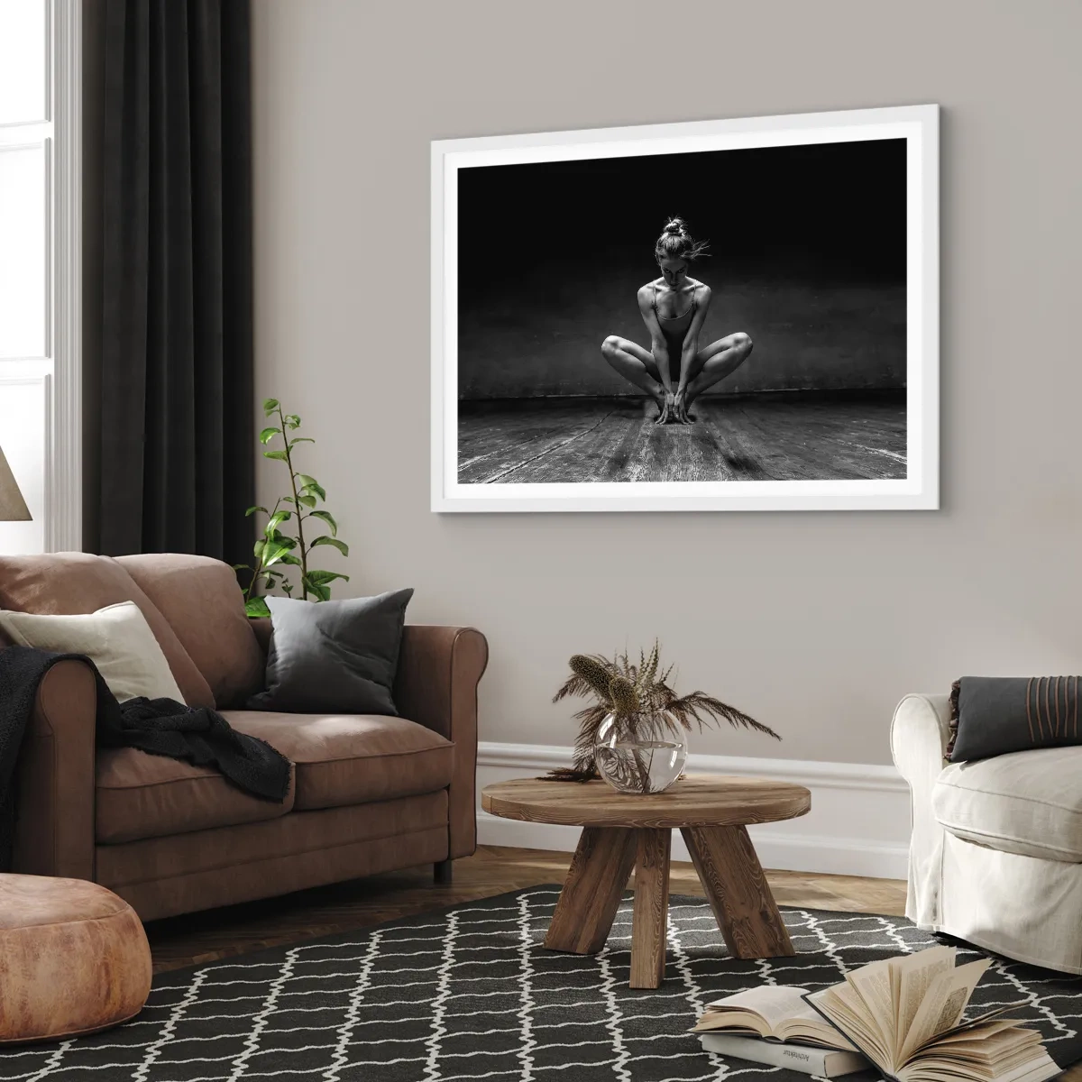 Póster en marco blanco - Concentración de energía del baile - 70x50 cm