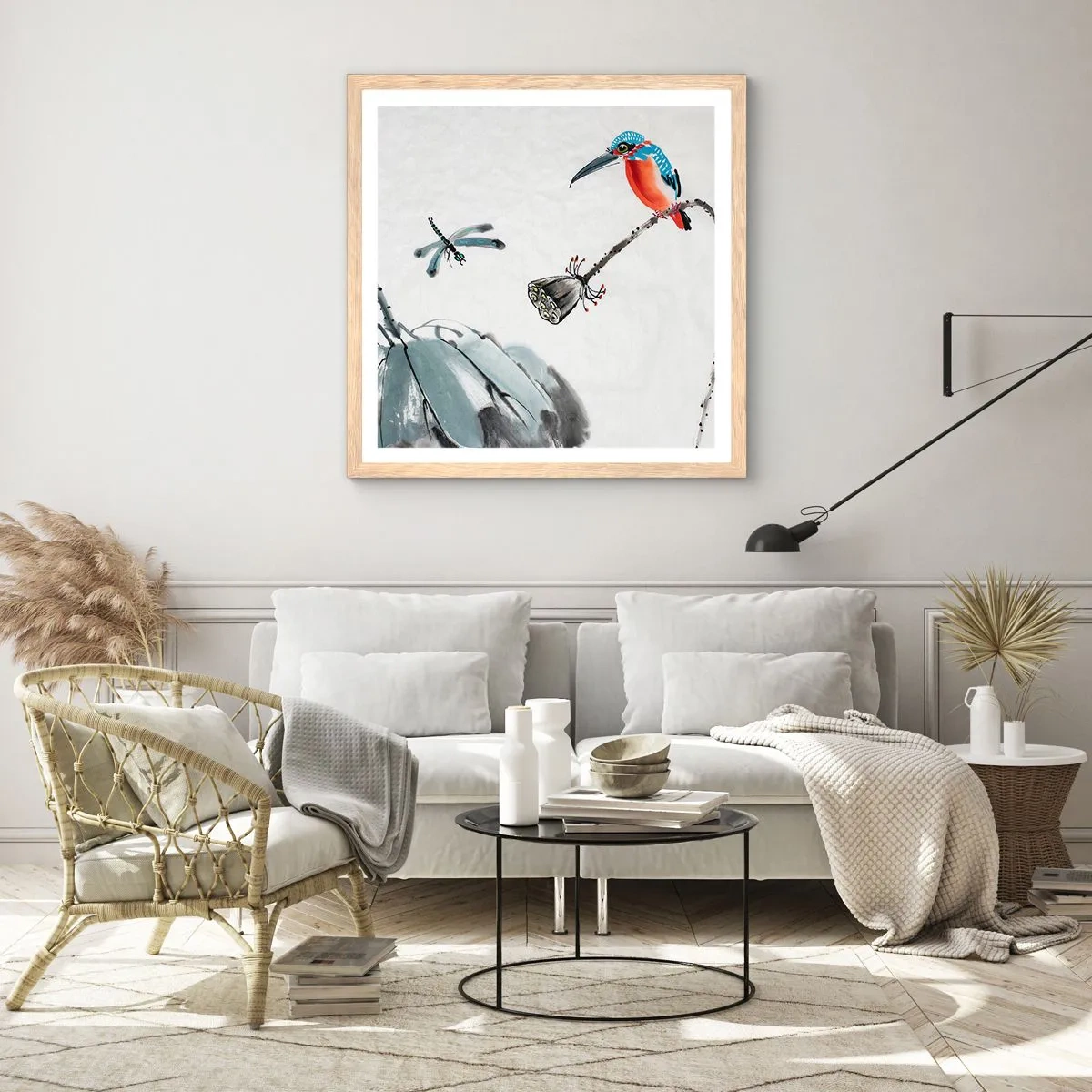 Póster en marco roble claro - La vida de la pradera - 60x60 cm