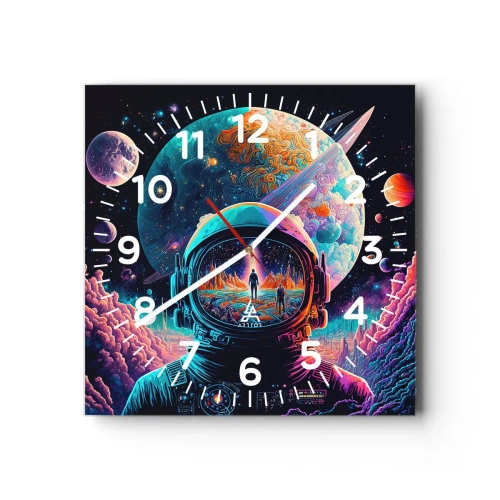 Reloj de pared - Reloj de vidrio - Sueños de niño - 40x40 cm