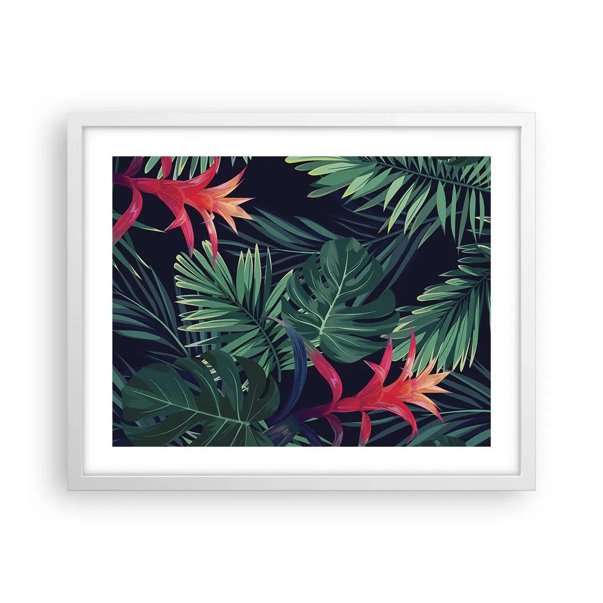 Póster en marco blanco - Encender el color verde - 50x40 cm