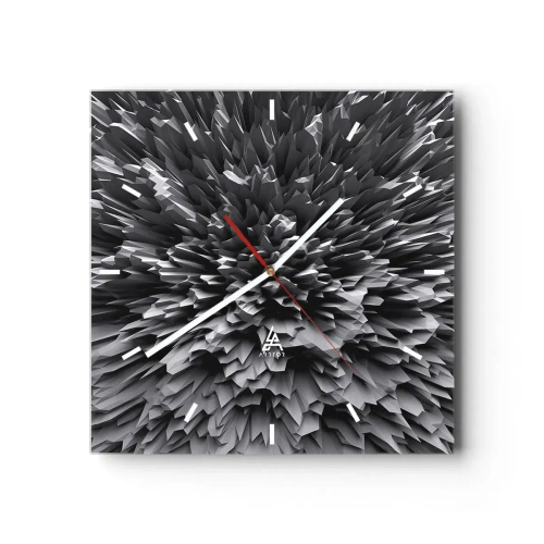 Reloj de pared - Reloj de vidrio - Estructura abstracta en tonos de gris - 30x30cm - No puede ser más afilado - Decoración de pared moderna para salón y dormitorio ARTTOR