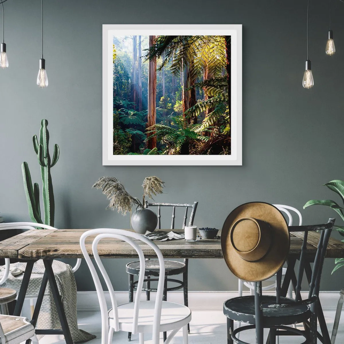 Póster en marco blanco - Un cuento de hadas del bosque - 50x50 cm